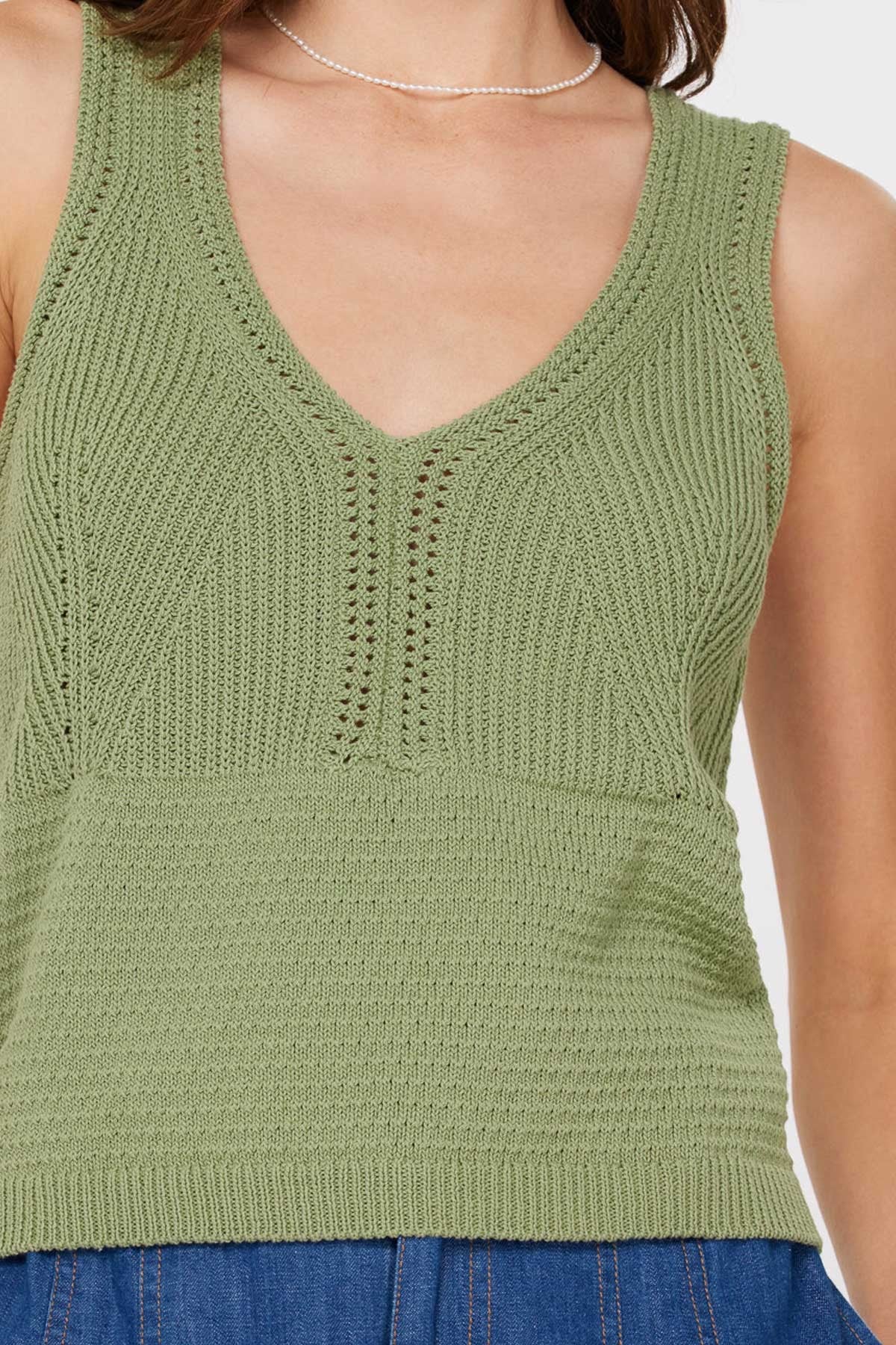 Current Air | Kendra Sage Knit Tank Top