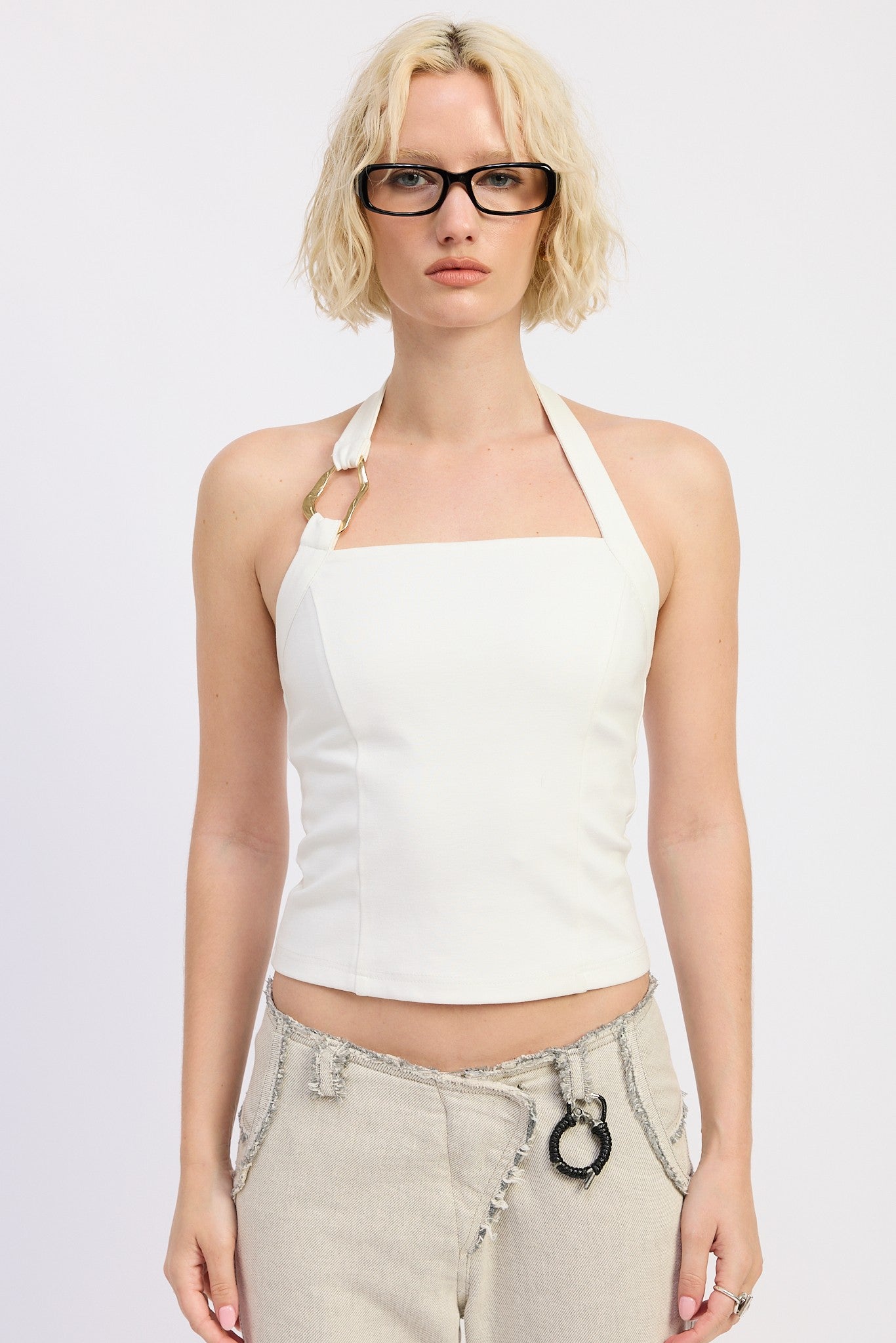 Luna White Halter Top