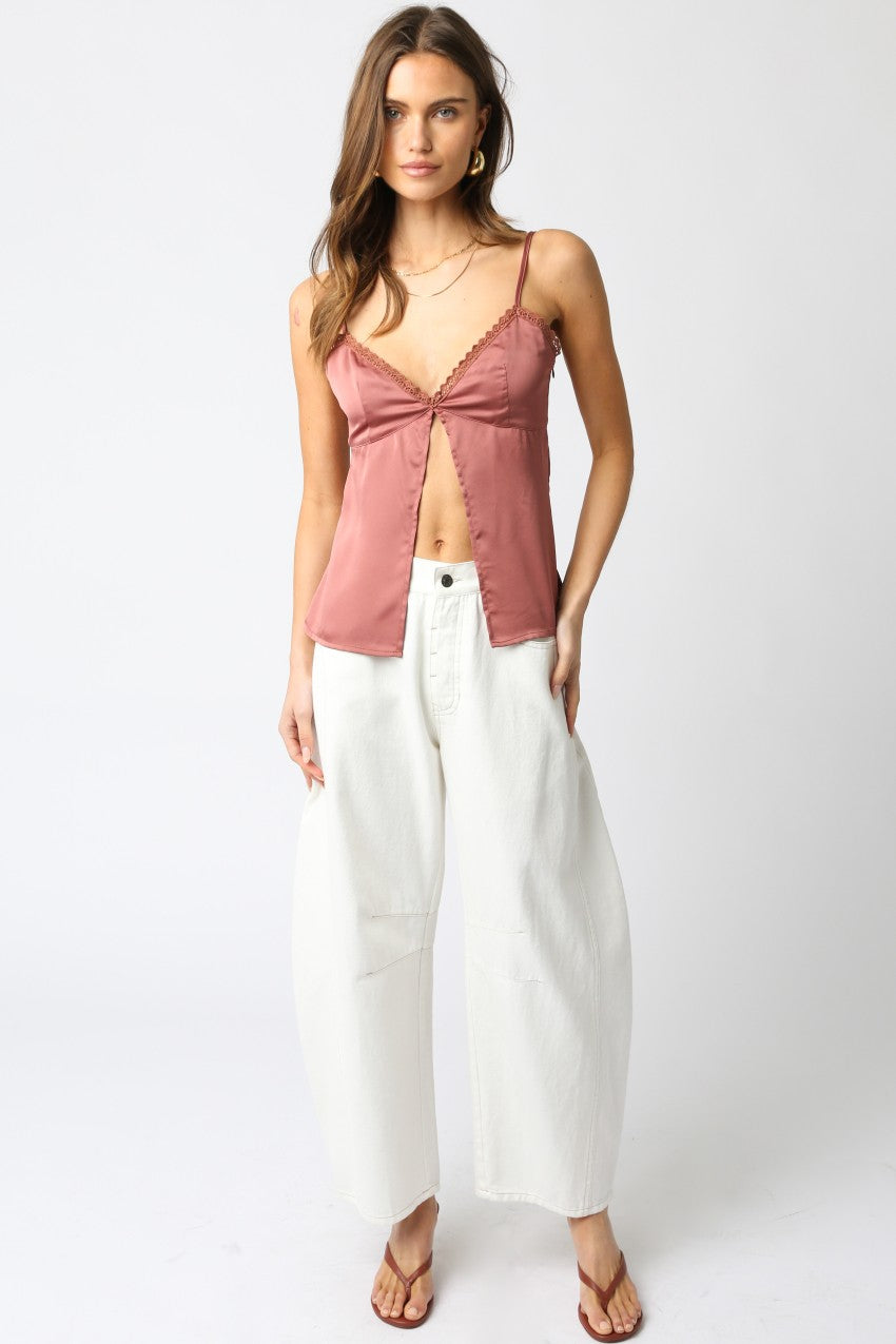 Allie Satin Tank Top Clay