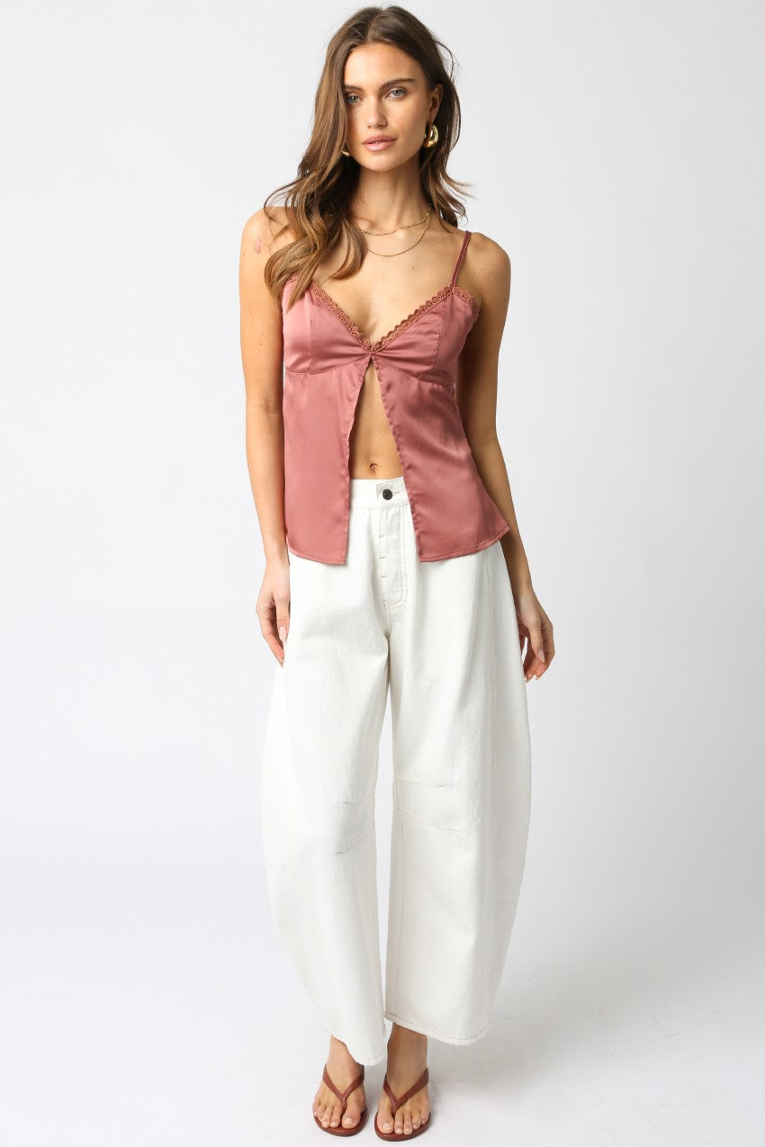 Allie Satin Tank Top Clay