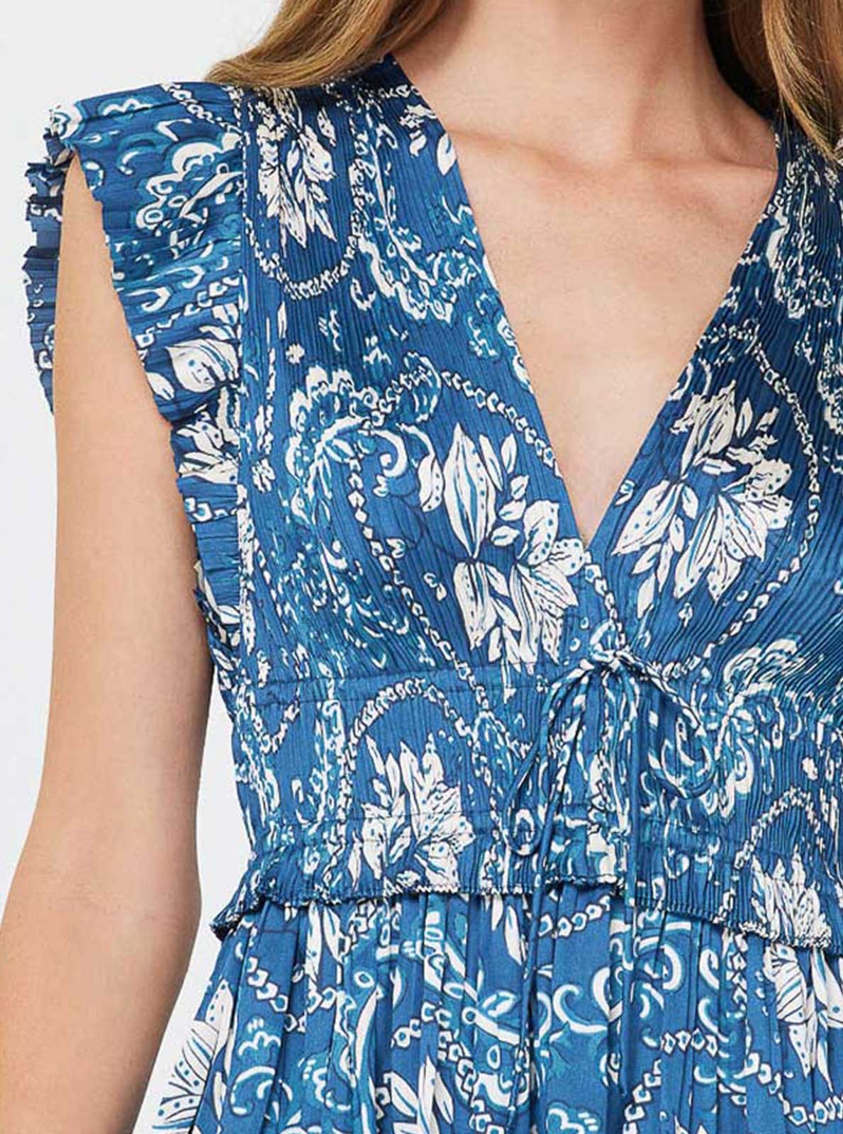 Olivia Blue Floral Peplum Top