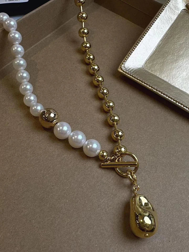 Bora Bora Pearl Necklace | Gold Brass