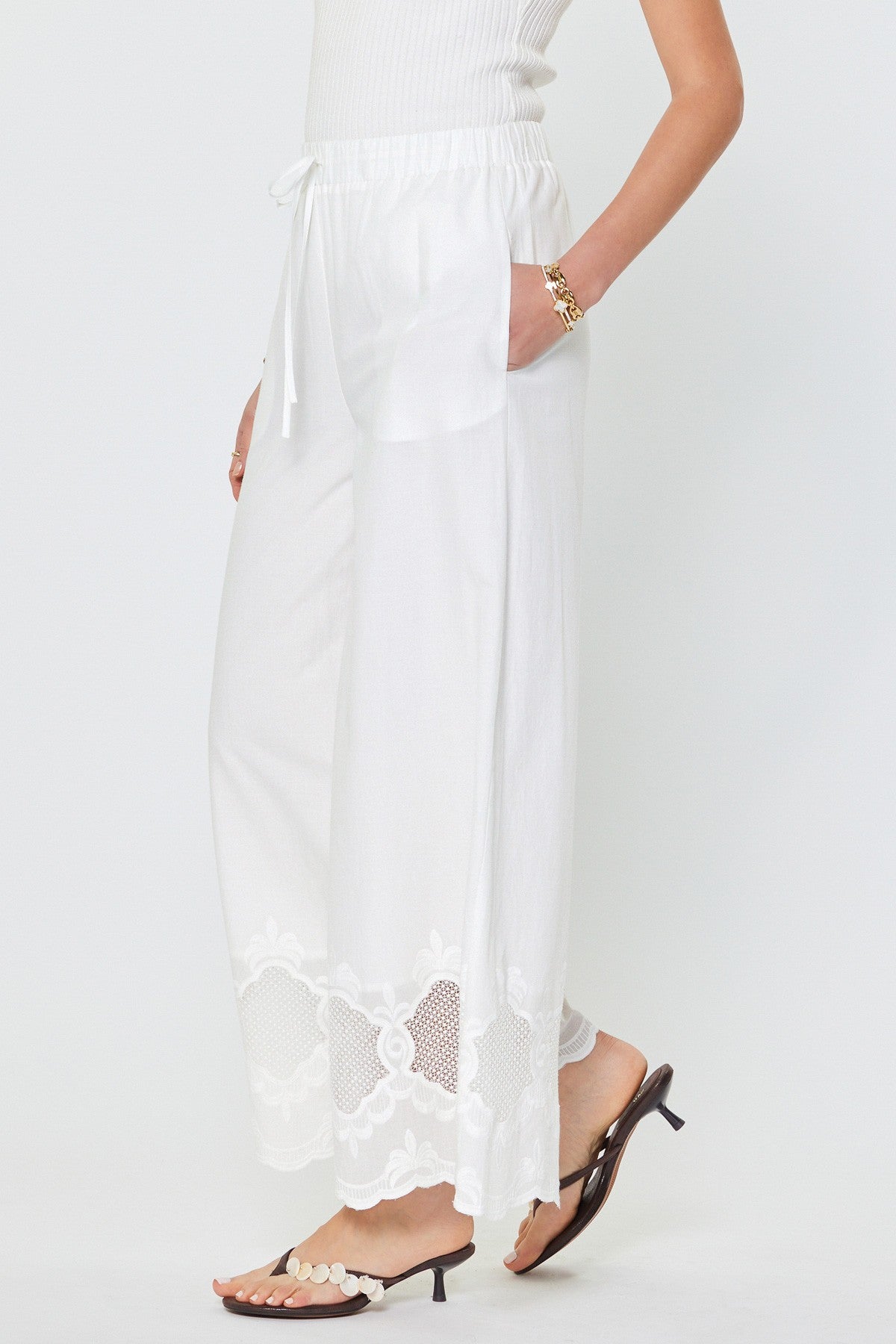Current Air Layla Embroidered Wide Leg Pants