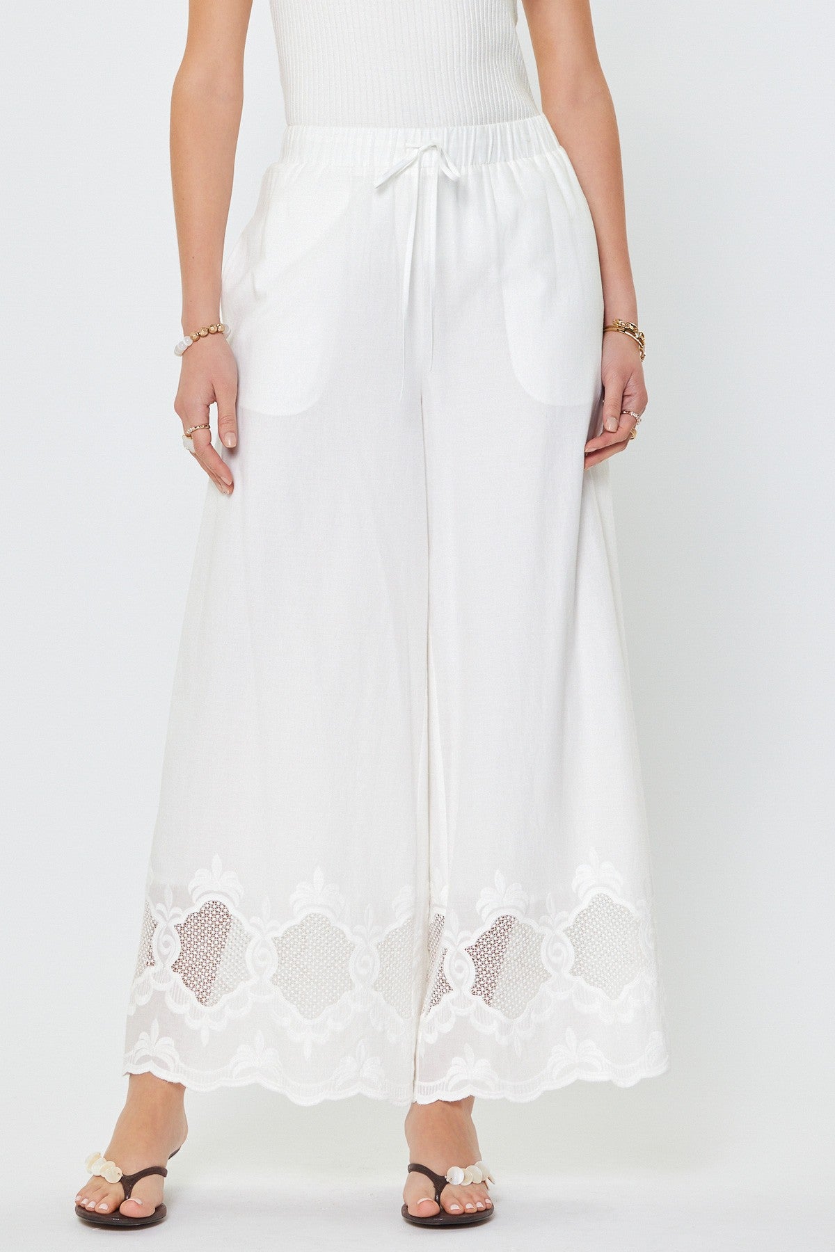 Current Air Layla Embroidered Wide Leg Pants