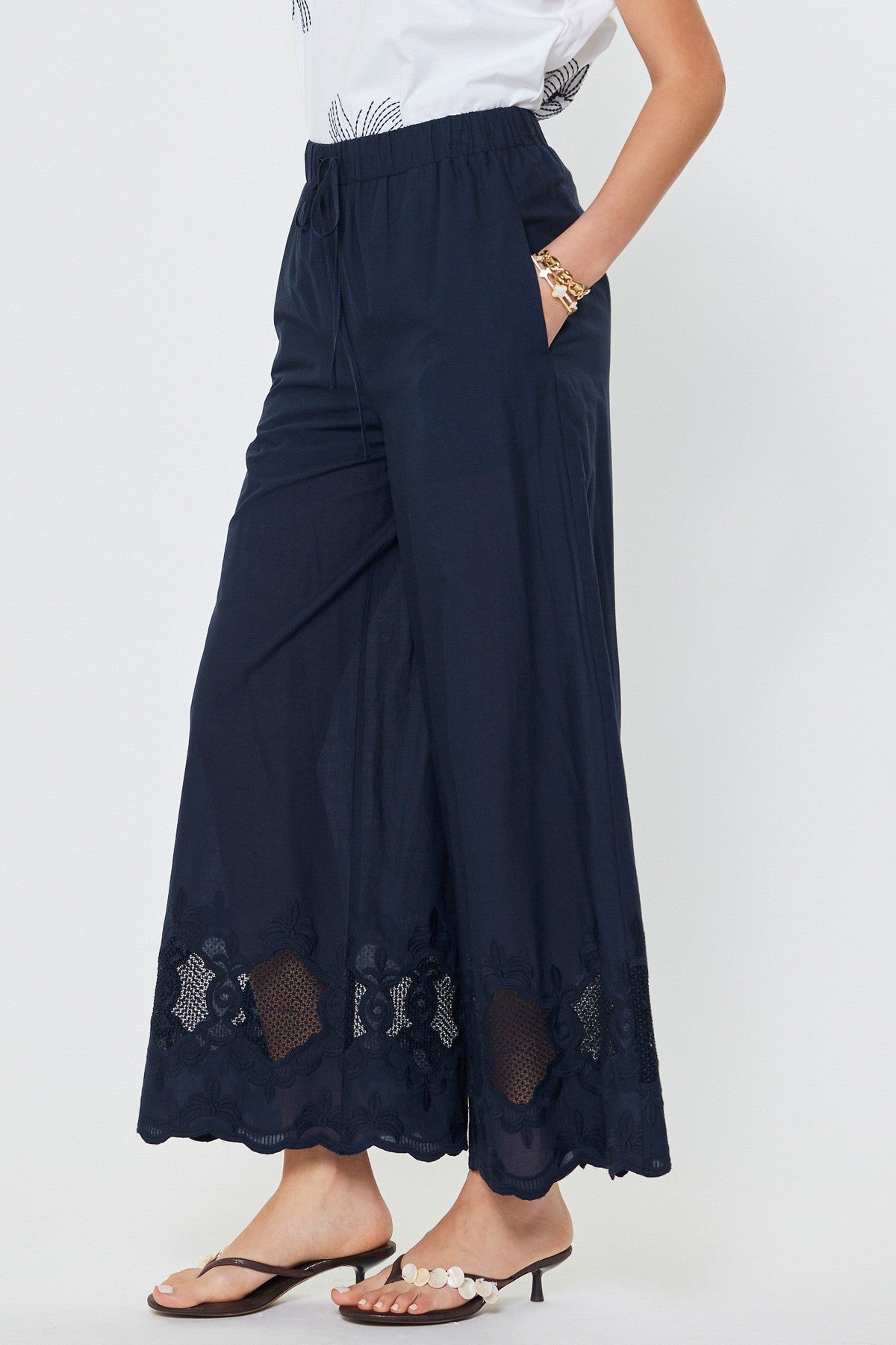 Current Air Layla Embroidered Wide Leg Pants