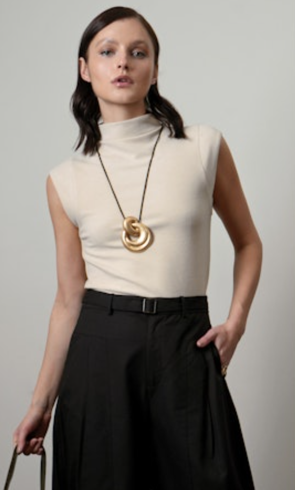 Greylin Paloma Sand Funnel Neck Knit Top | Tank Top
