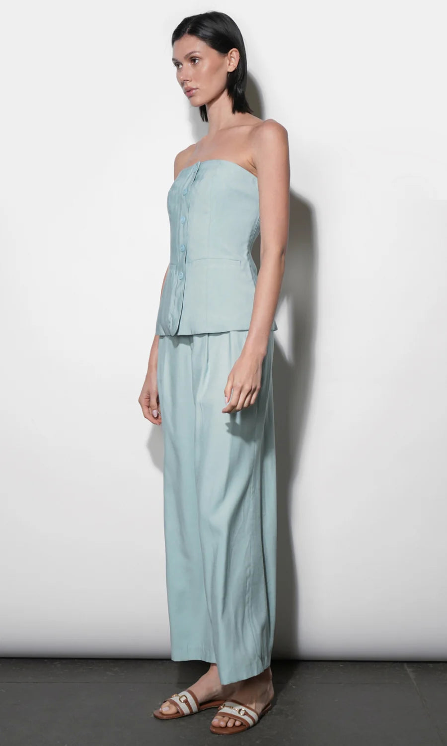 Greylin Yuri Sky Blue Wide Leg Pleated Pants