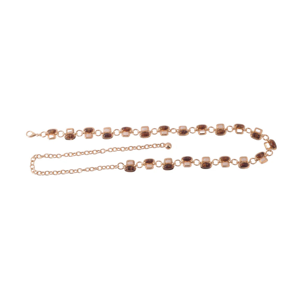 Ruby Red Stone Chain Belt