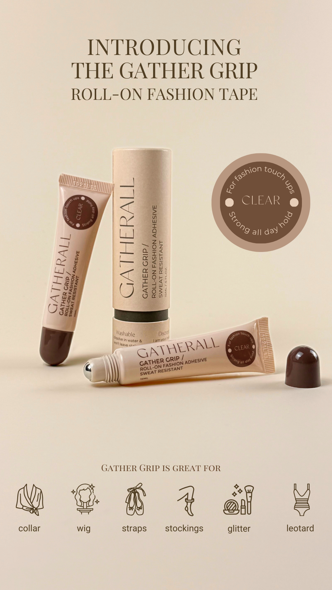 Gatherall Grip Roll-On Fashion Adhesive