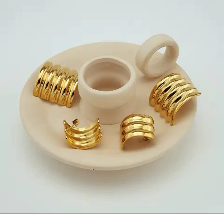 Tanya Wave Stud Earrings | Gold Stainless Steel