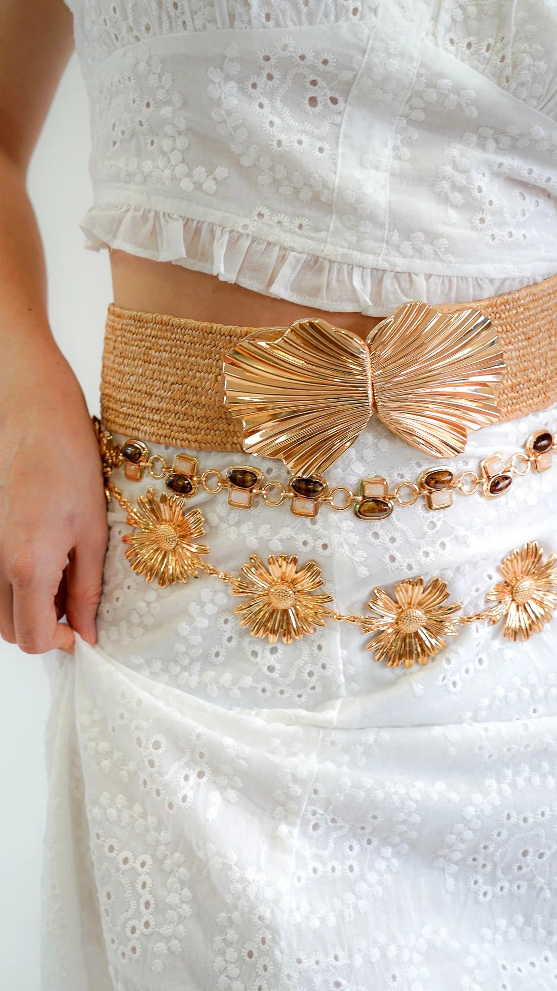 Ruby Red Stone Chain Belt