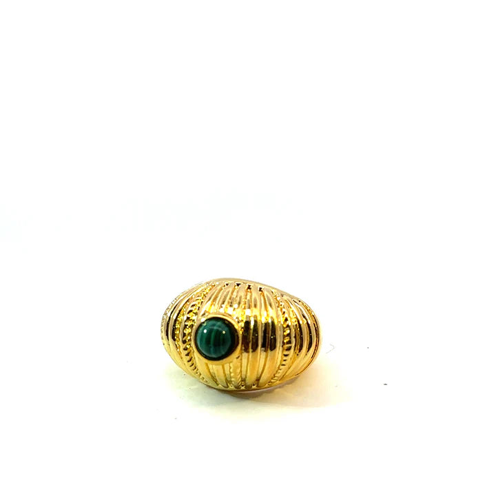 Stone Dome Ring | Gold Brass
