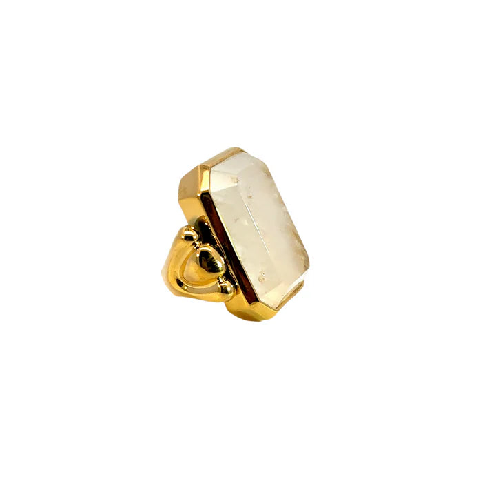 Rose Quartz Ring | Gold Stainless Steel