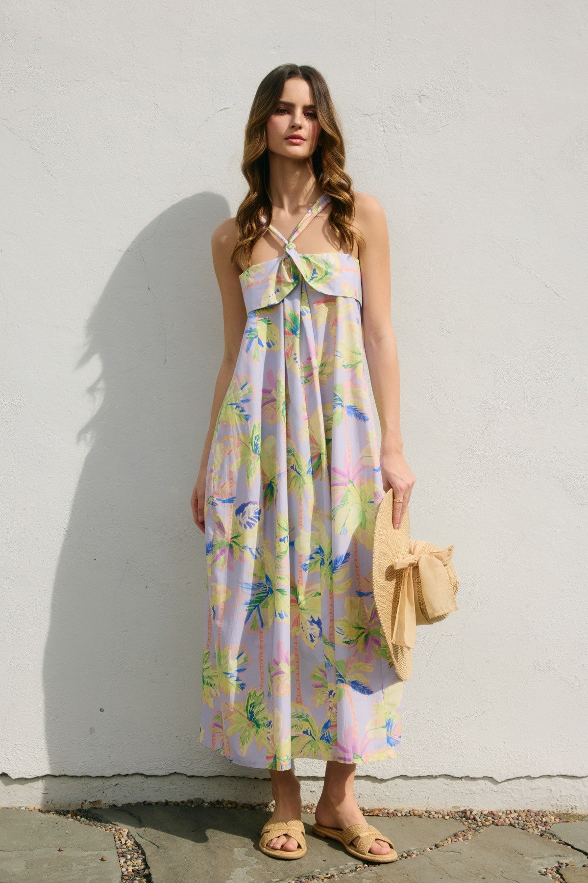 knee length dresses for ladies Baha Blues Palm Tree Maxi Dress