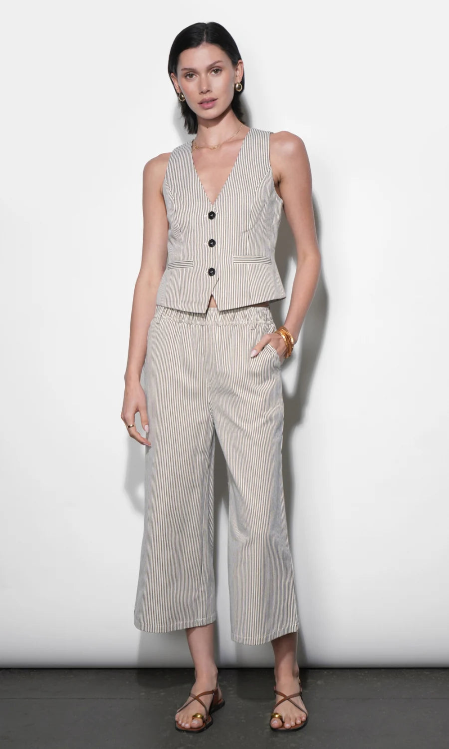 Alice Canvas Ivory & Black Stripe Vest