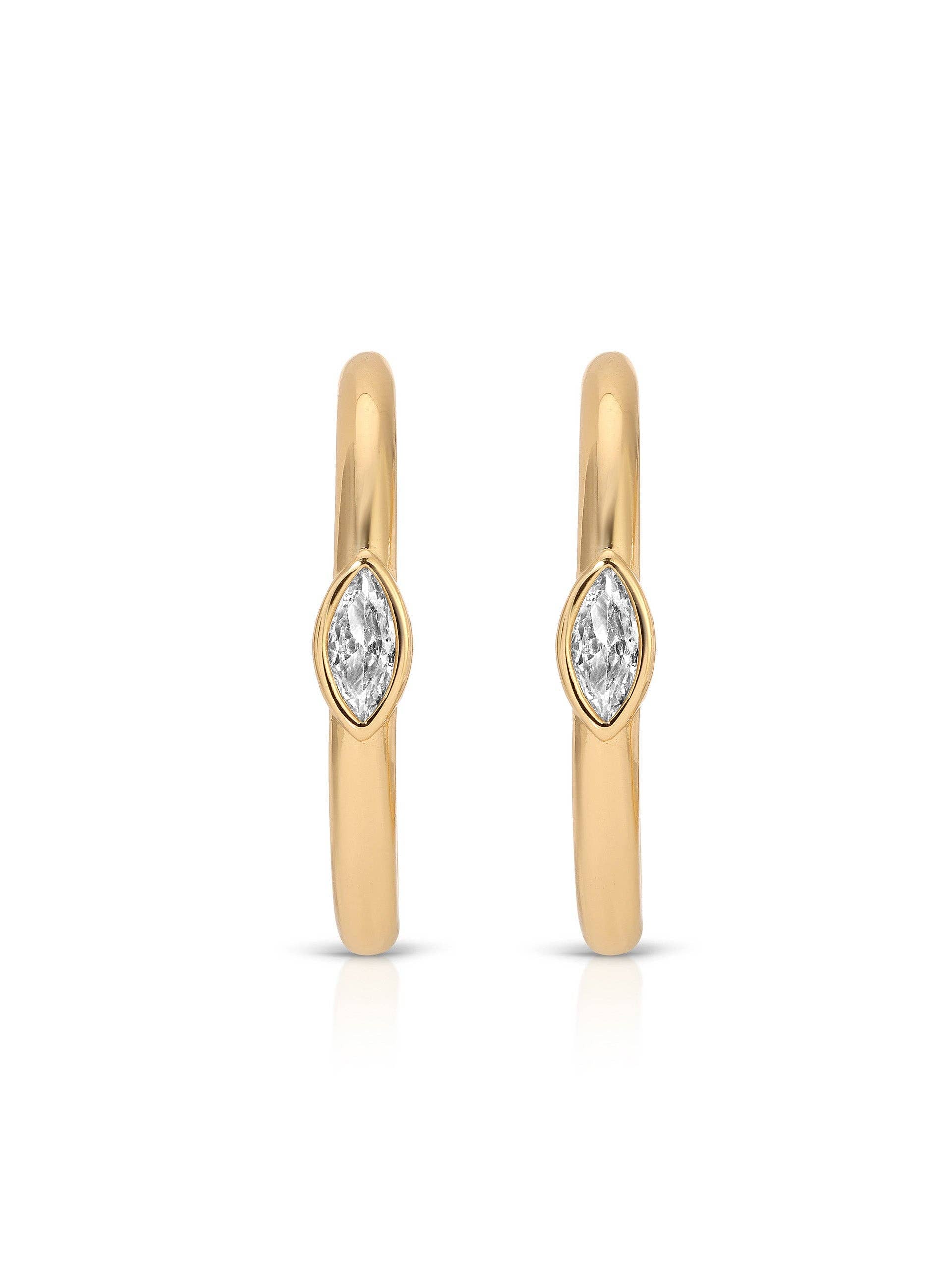 Medium Marquise Crystal Hoops