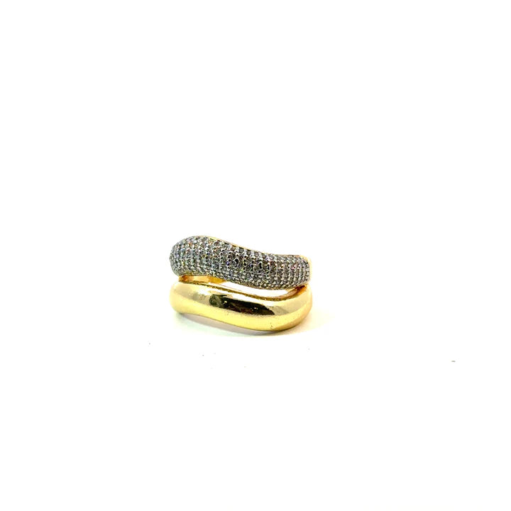 Two Wave Ring | Gold Brass
