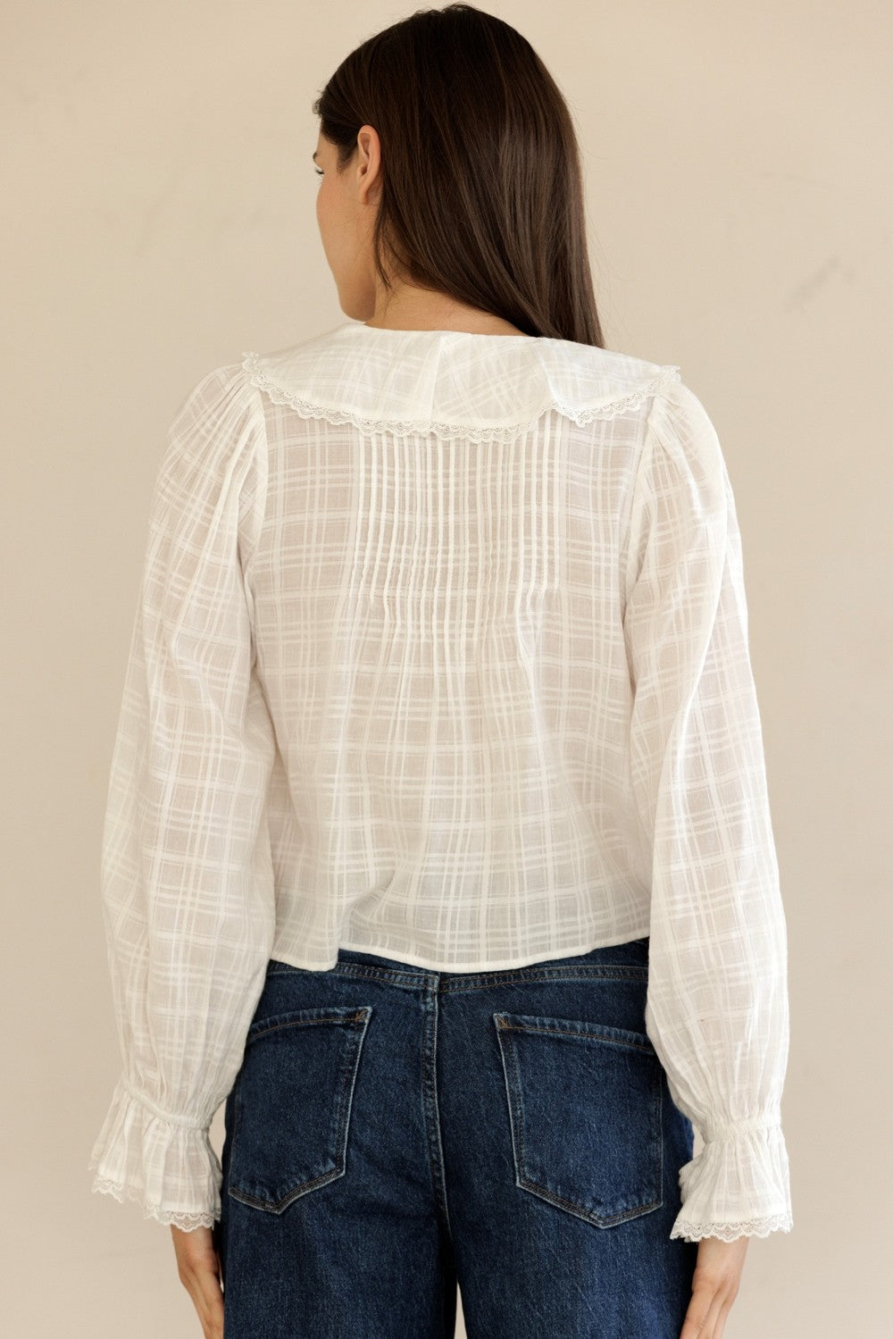 Adhara White Ruffle V-Neck Blouse