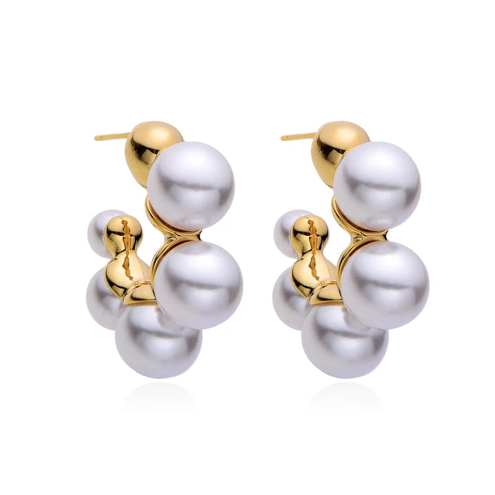 Cordelia Pearl Hoop Earrings | Gold