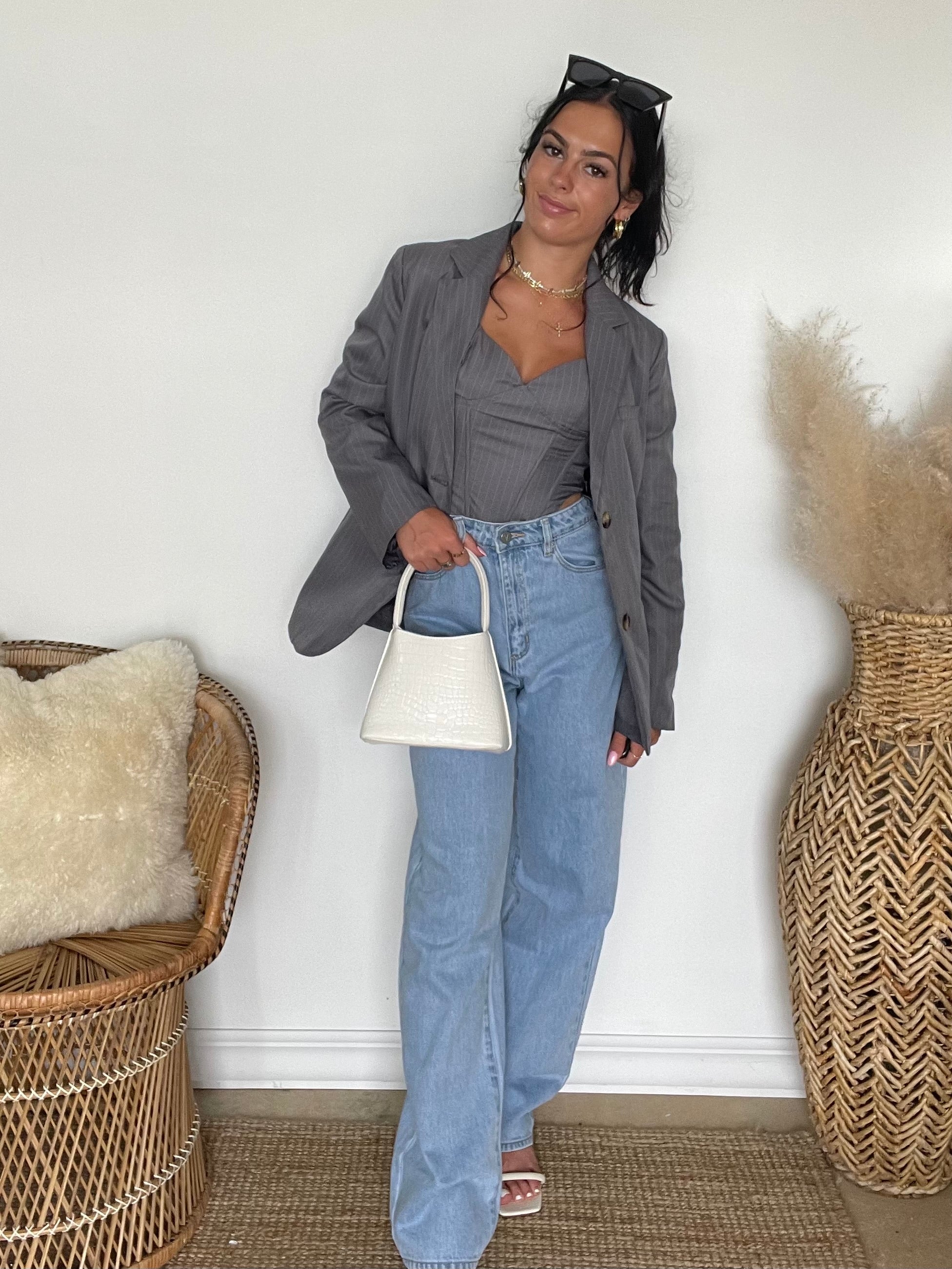 FINAL SALE Felix Pin Stripe Blazer | Gray