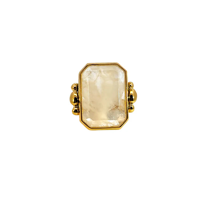 Rose Quartz Ring | Gold Stainless Steel