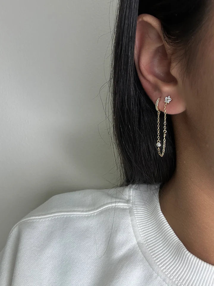 Kaya Mini Clover Huggies | Gold Sterling Silver
