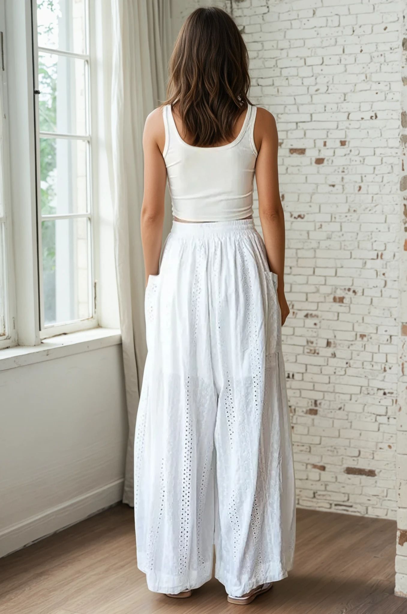 Tennesse Eyelet Pants | White
