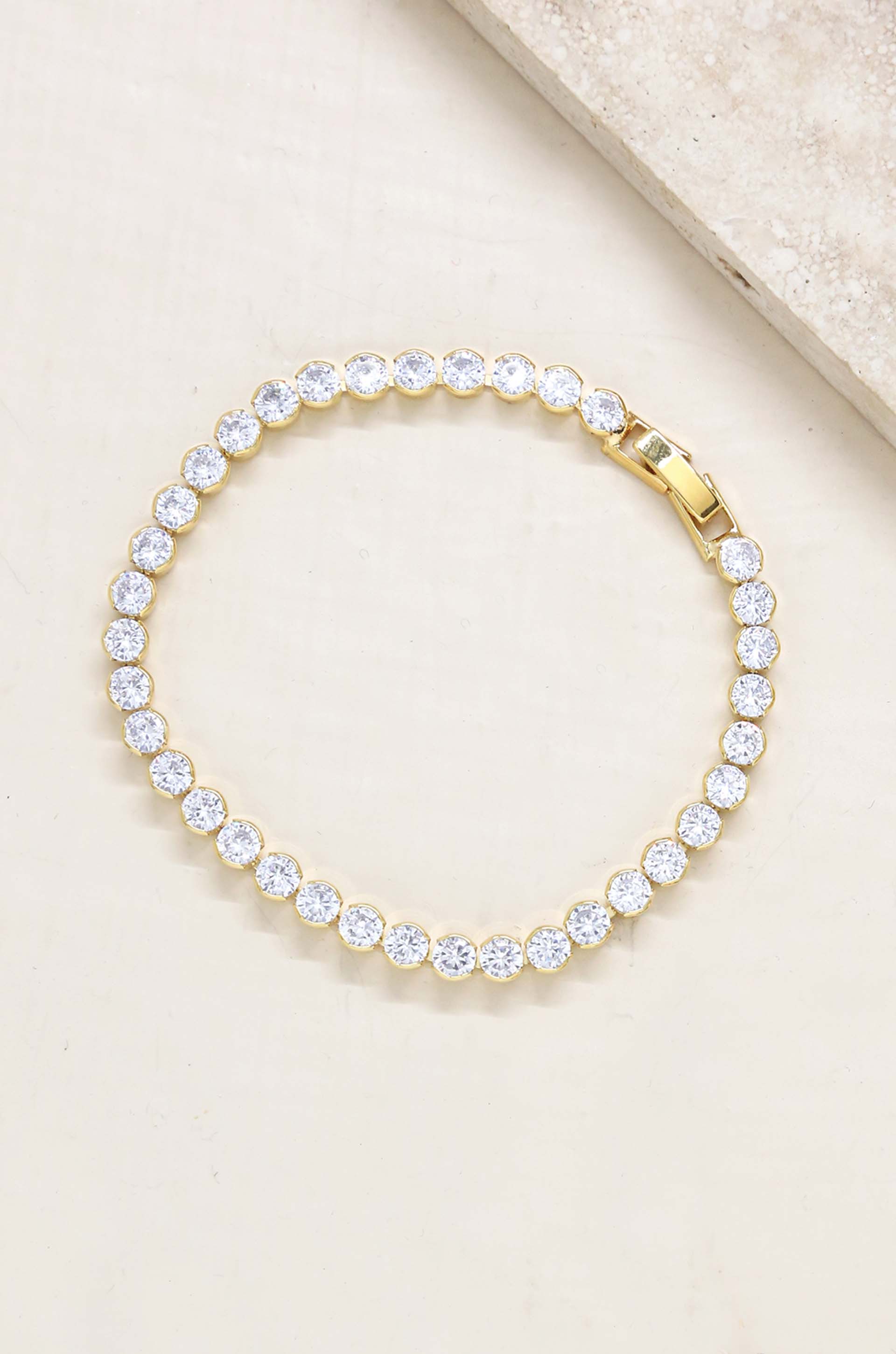 Crystal Chain 18K Gold Plated Tennis Bracelet