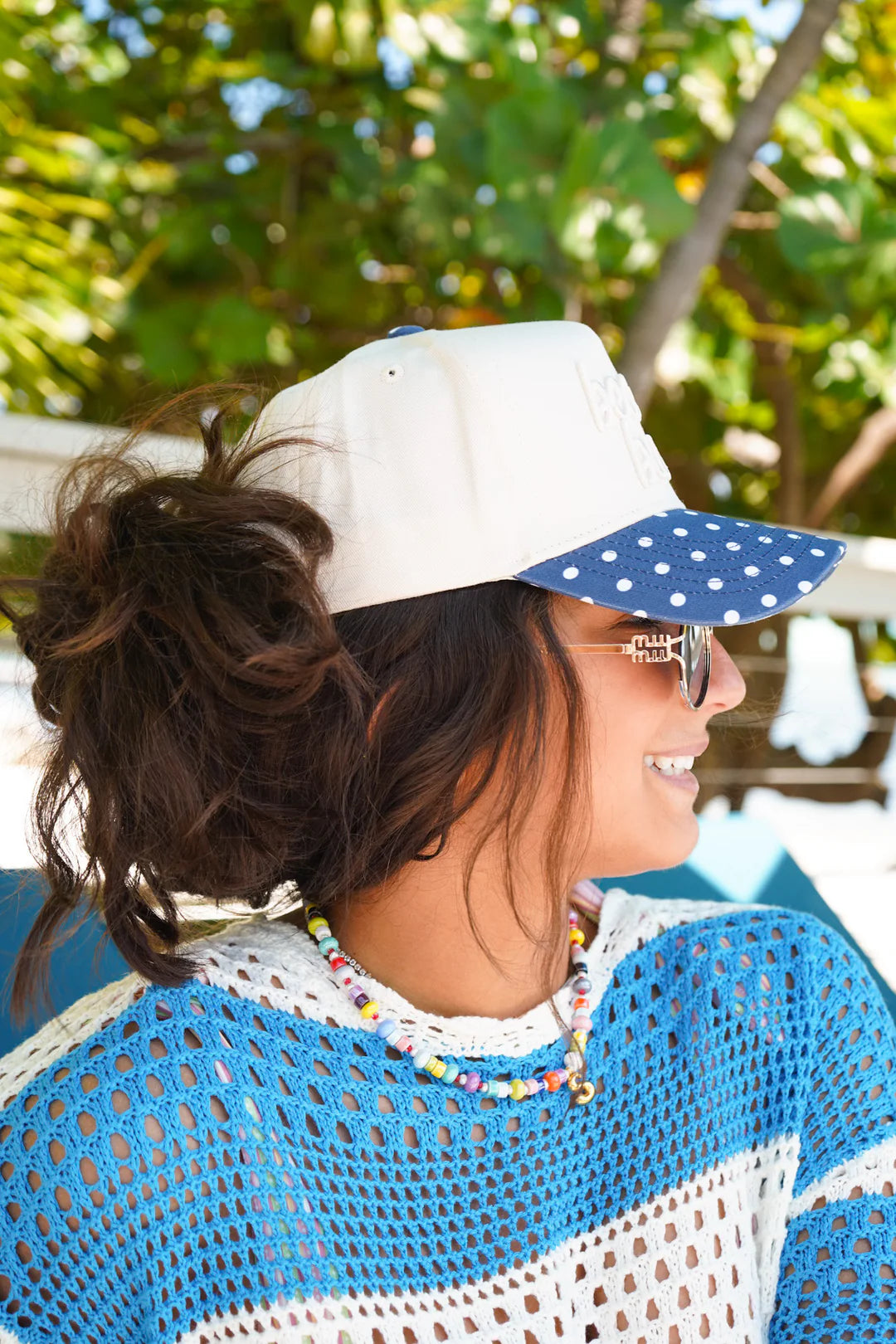 Beach Bum Navy Polka Dot Hat