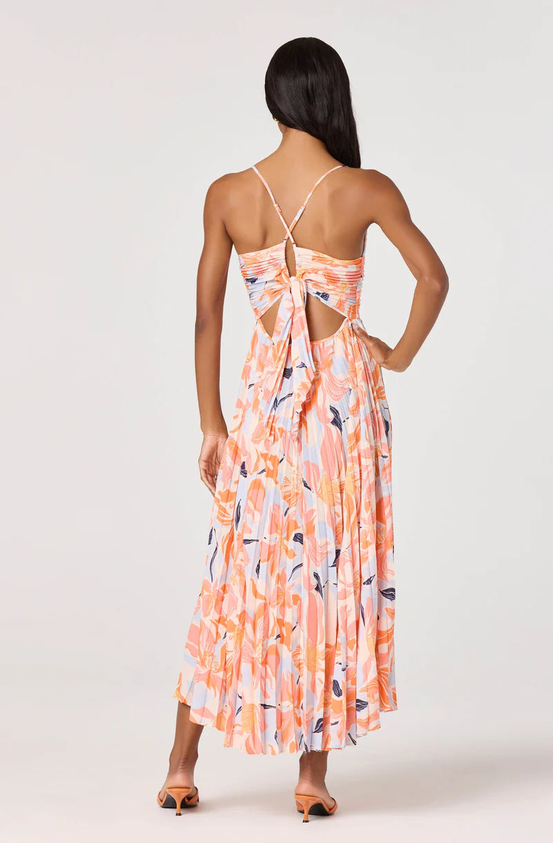 ASTR The Label Blythe Orange Blue Floral Dress