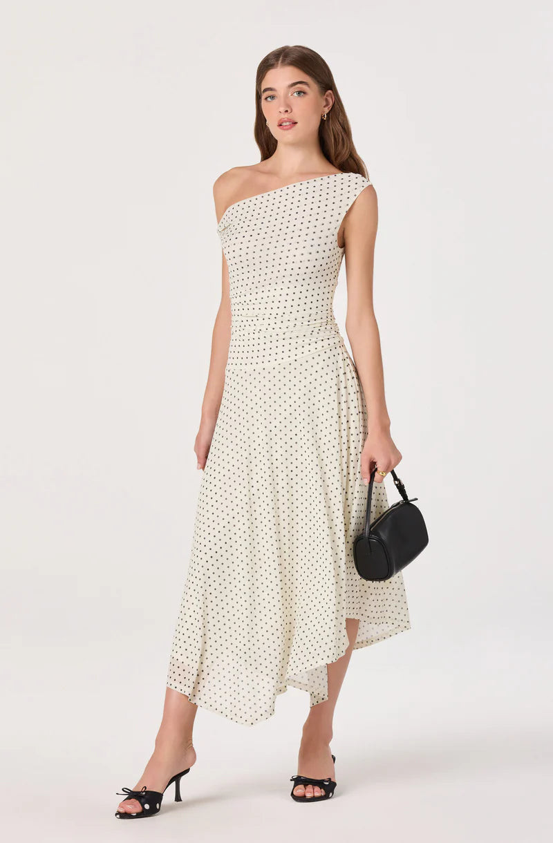ASTR The Label Ciarra Ivory Polka Dot Dress