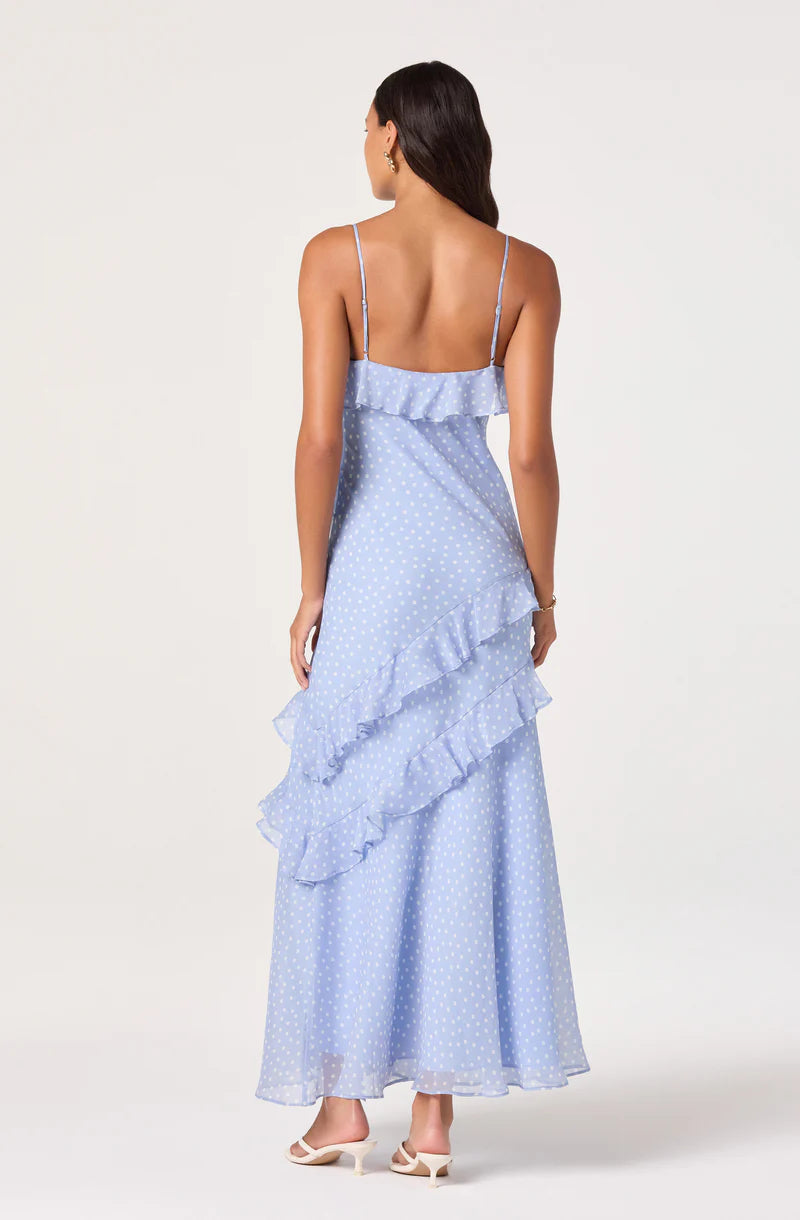 ASTR The Label Amiya Blue Polka Dot Dress