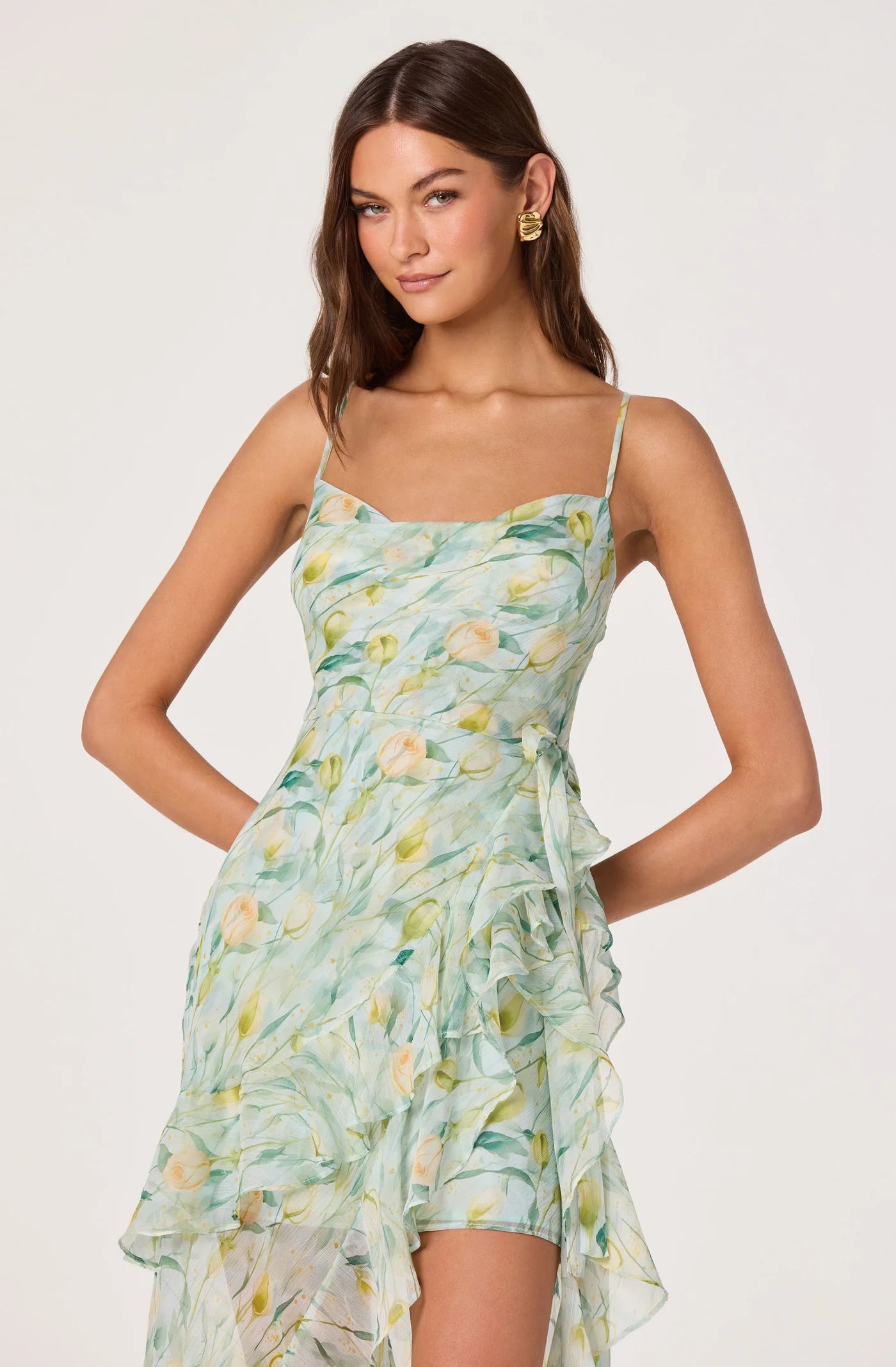 ASTR the Label Candace Green Floral Dress