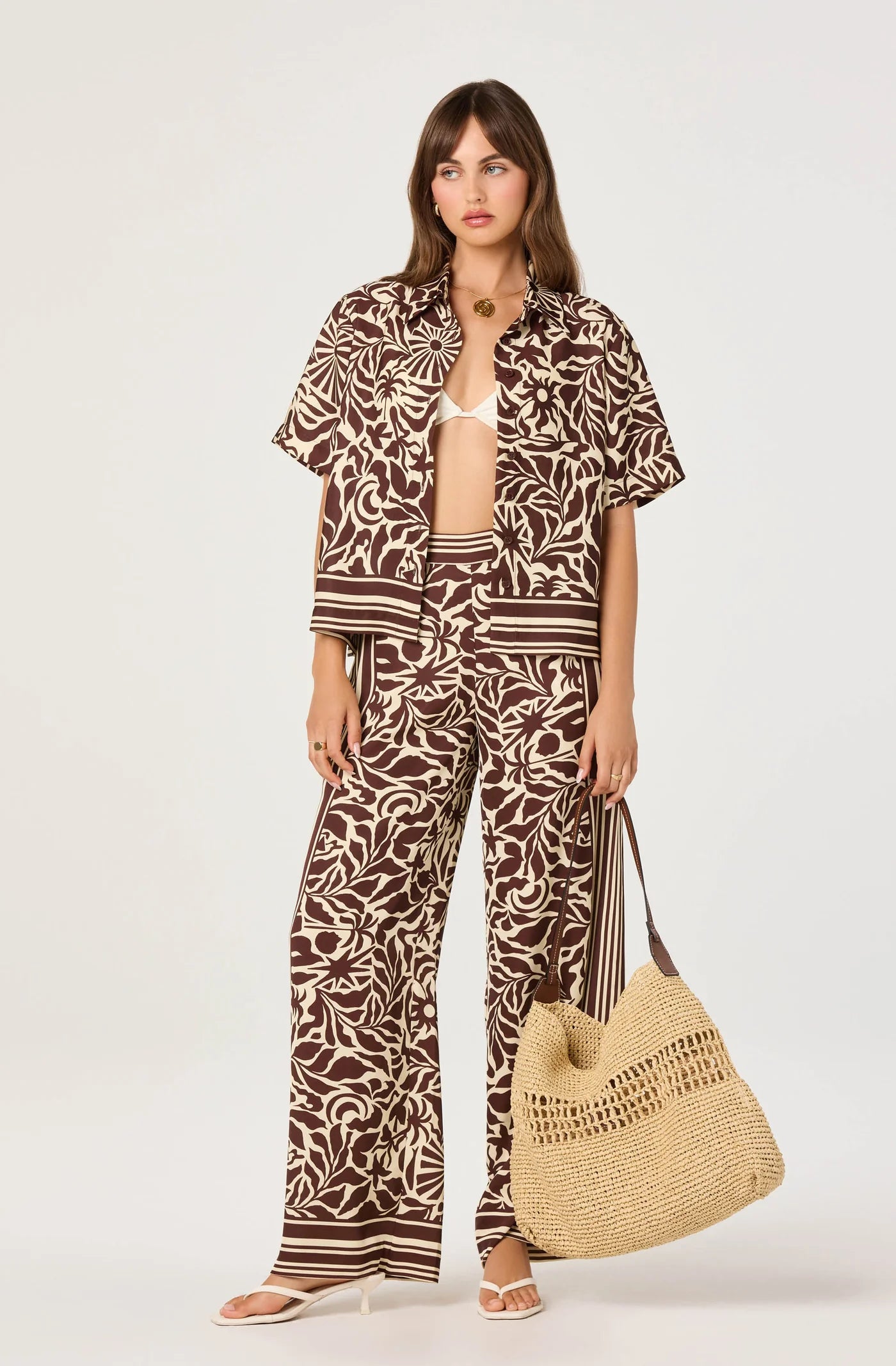 ASTR the Label Eva Brown Tropical Pants