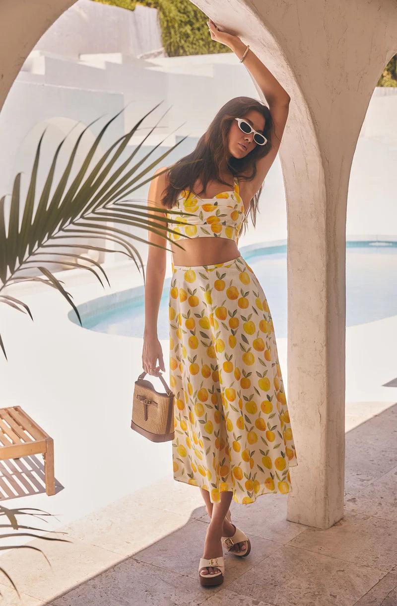 ASTR The Label Myria Lemon Print Skirt