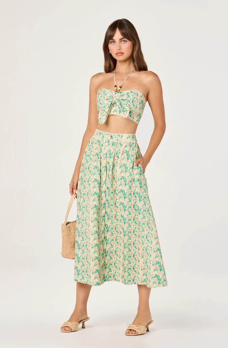 ASTR The Label Keesha Green Pink Multi Skirt