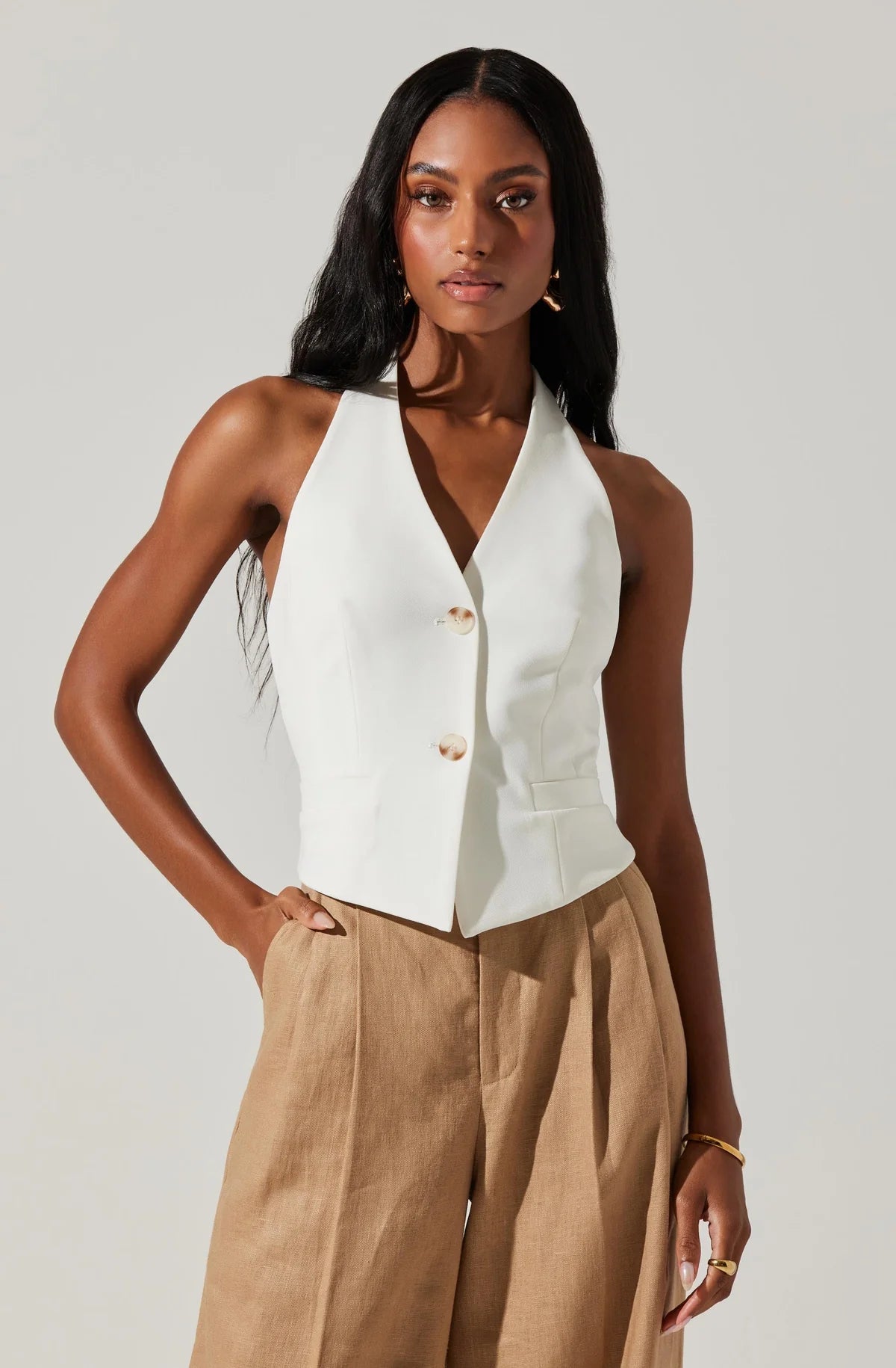 Tatum Halter Vest White