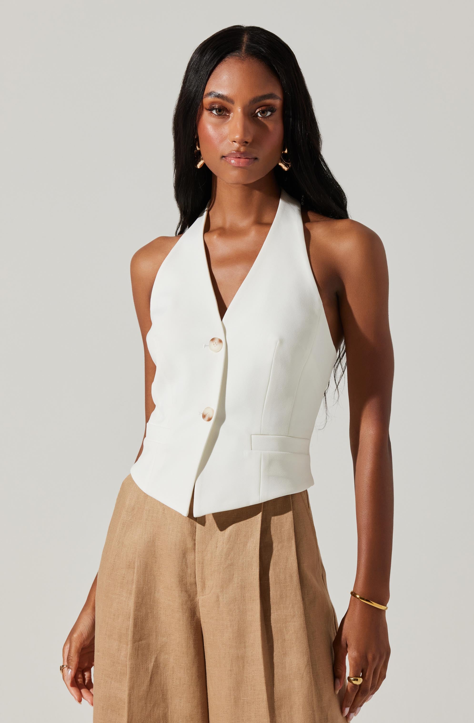 Tatum Halter Vest White