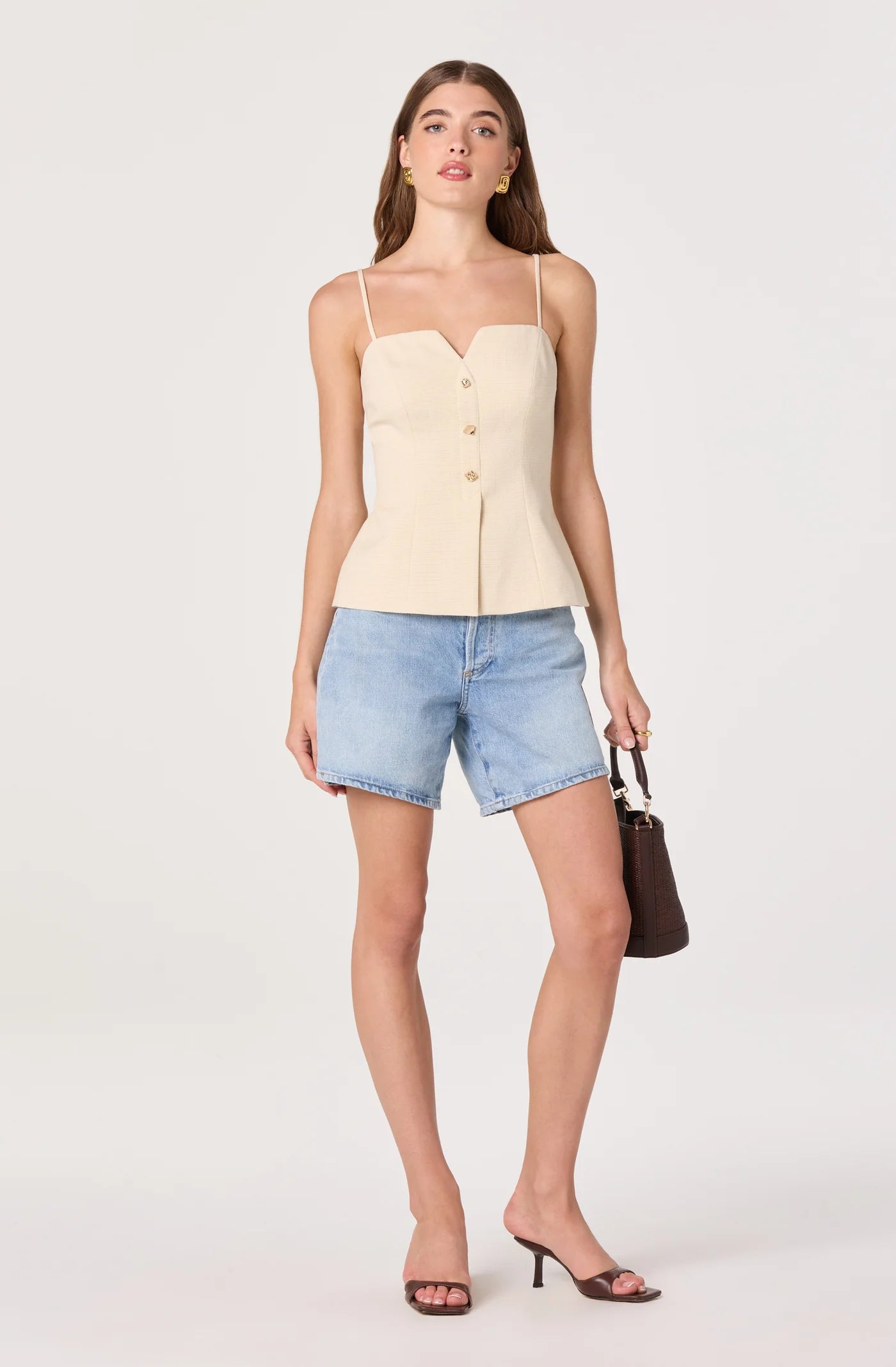 ASTR the Label Britta Button-Front Spaghetti Strap Top