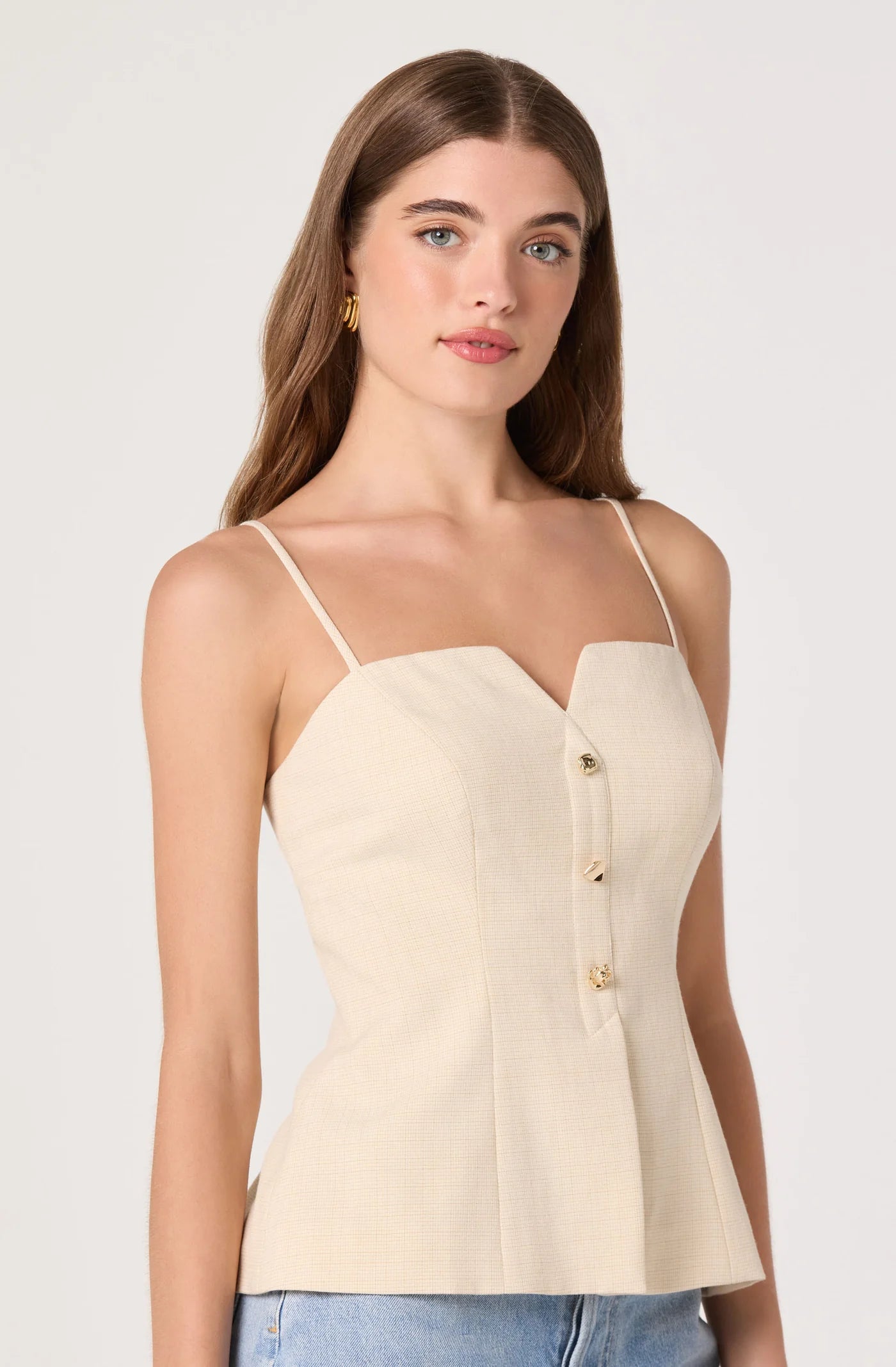 ASTR the Label Britta Button-Front Spaghetti Strap Top