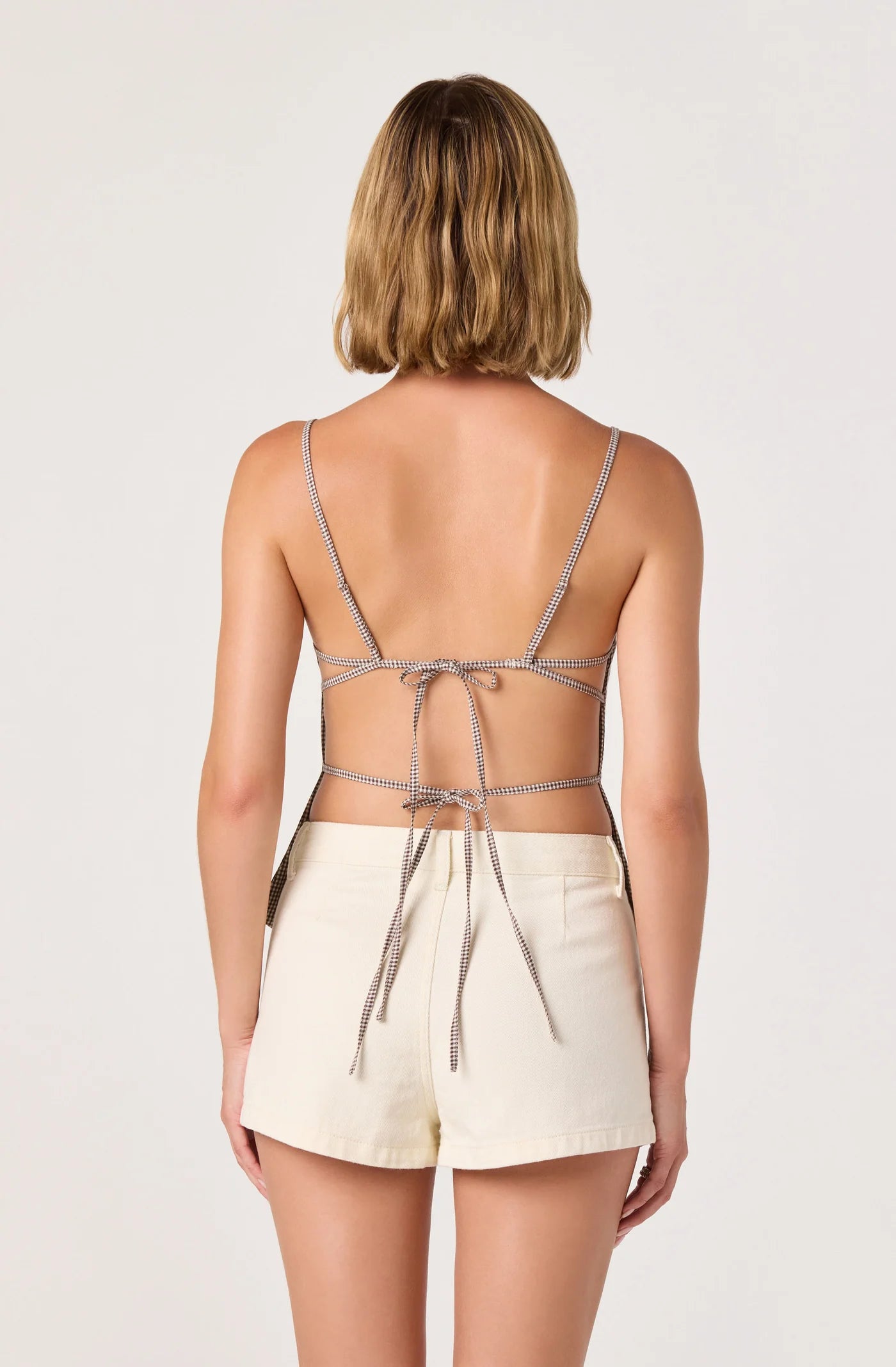 ASTR The Label Nora Gingham Open Back Top