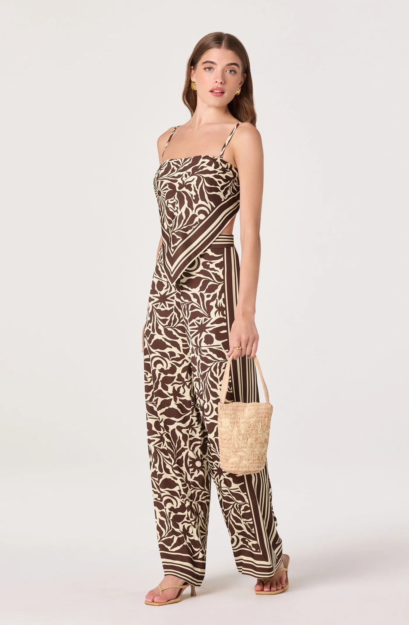 ASTR the Label Eva Brown Tropical Top