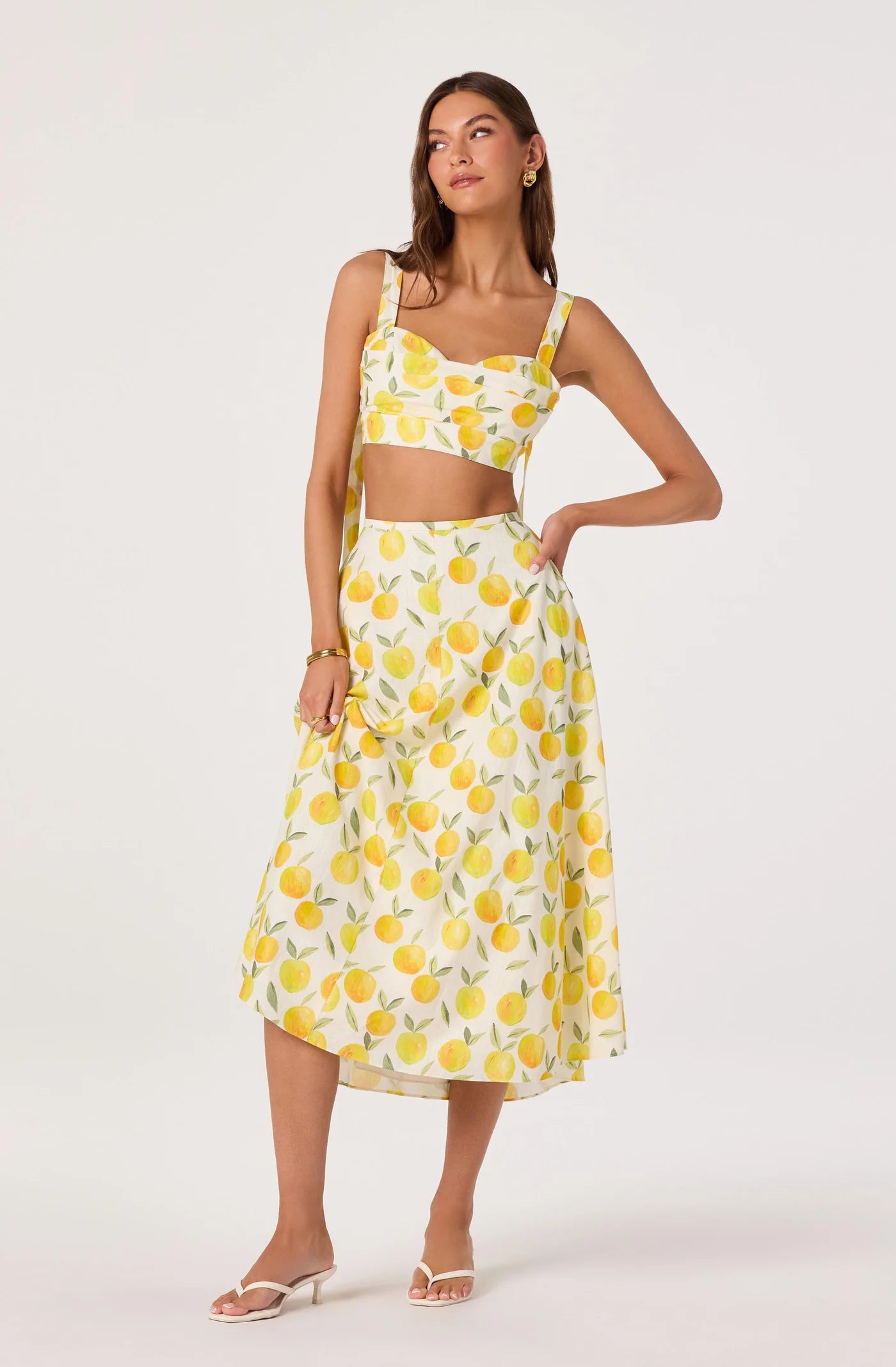 ASTR The Label Myria Lemon Print Top