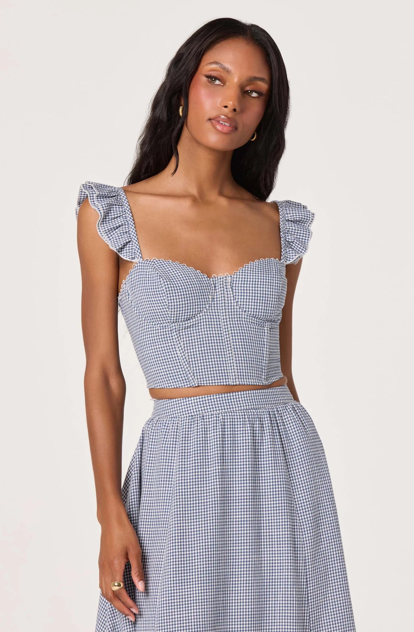 ASTR the Label Wedelia Blue Gingham Top