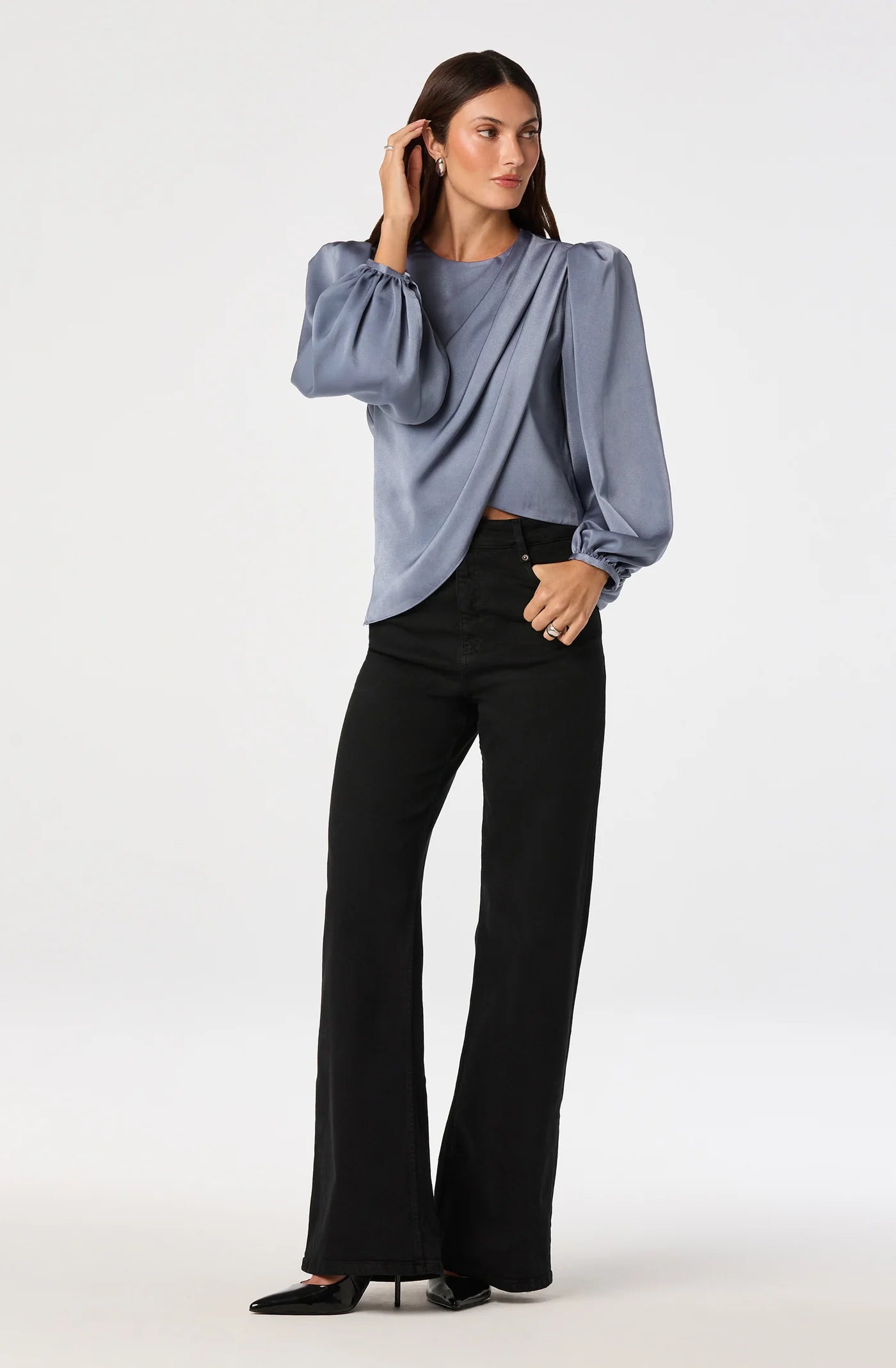 ASTR the Label Beatrice Top Slate Blue