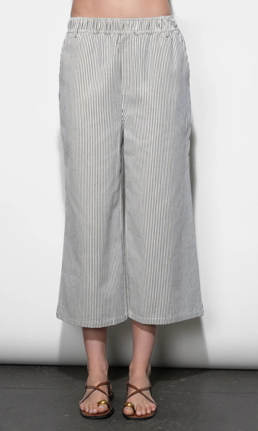 Greylin Alice Canvas Ivory & Black Stripe Wide Leg Culotte