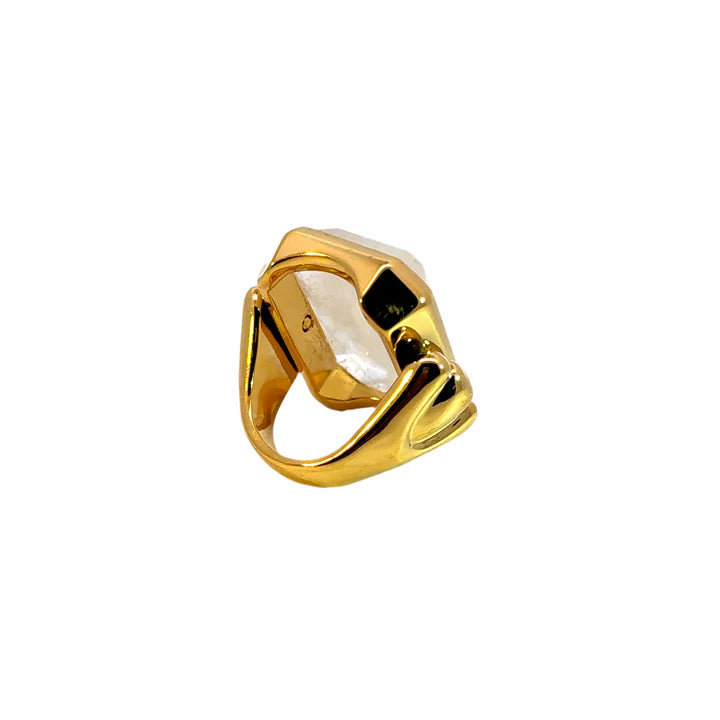 Rose Quartz Ring | Gold Stainless Steel