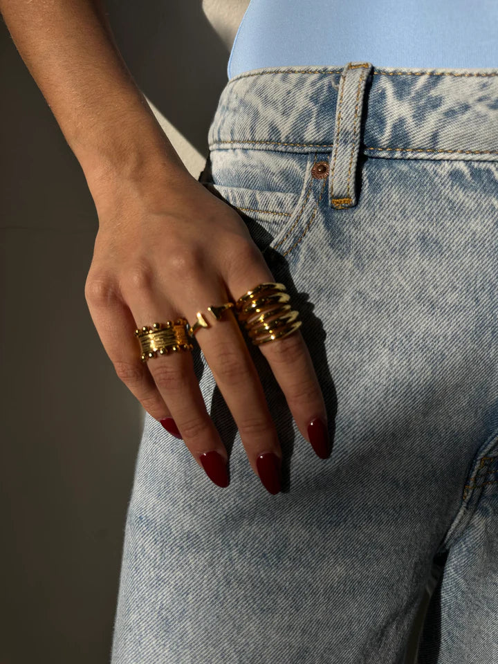 Plain Bands Stack Ring | Gold Stainless Steel