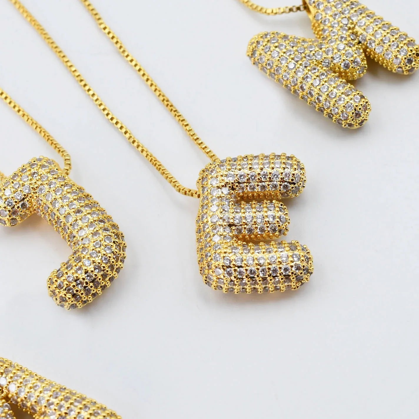 Rhinestone Bubble Initial Necklace