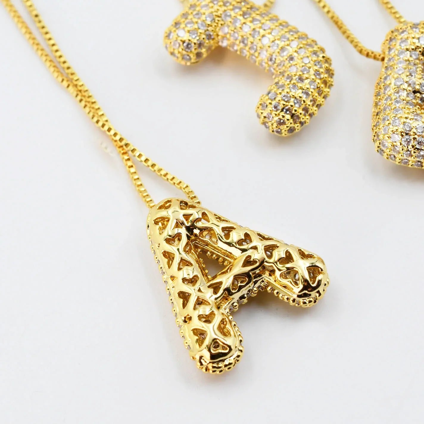 Rhinestone Bubble Initial Necklace